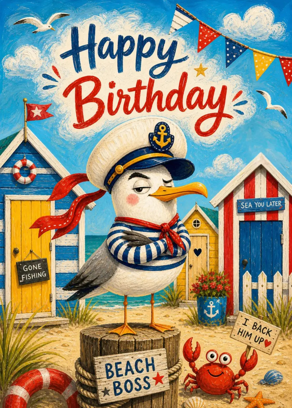 Beach Boss Seagull Birthday Card — Birthday eCard